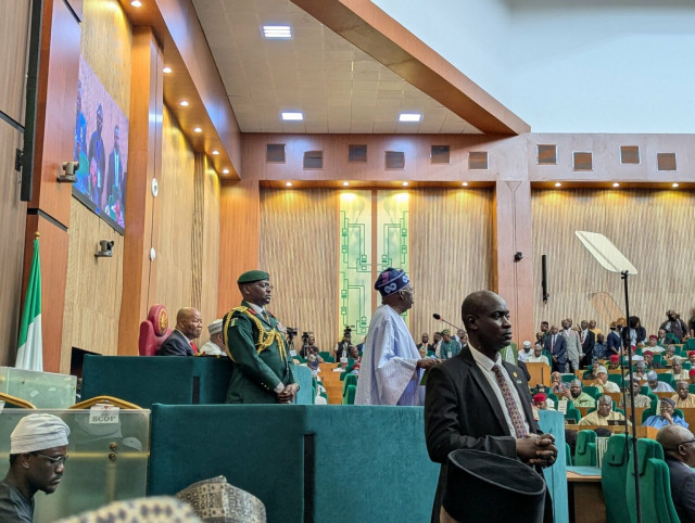 Tinubu addressing the National Assembly